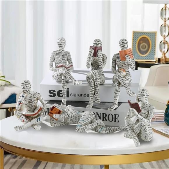 HomeDecor Pulp Reading Women Thinker Statue Aesthetic Sculpture RoomDecor Modern - Picture 2 of 6